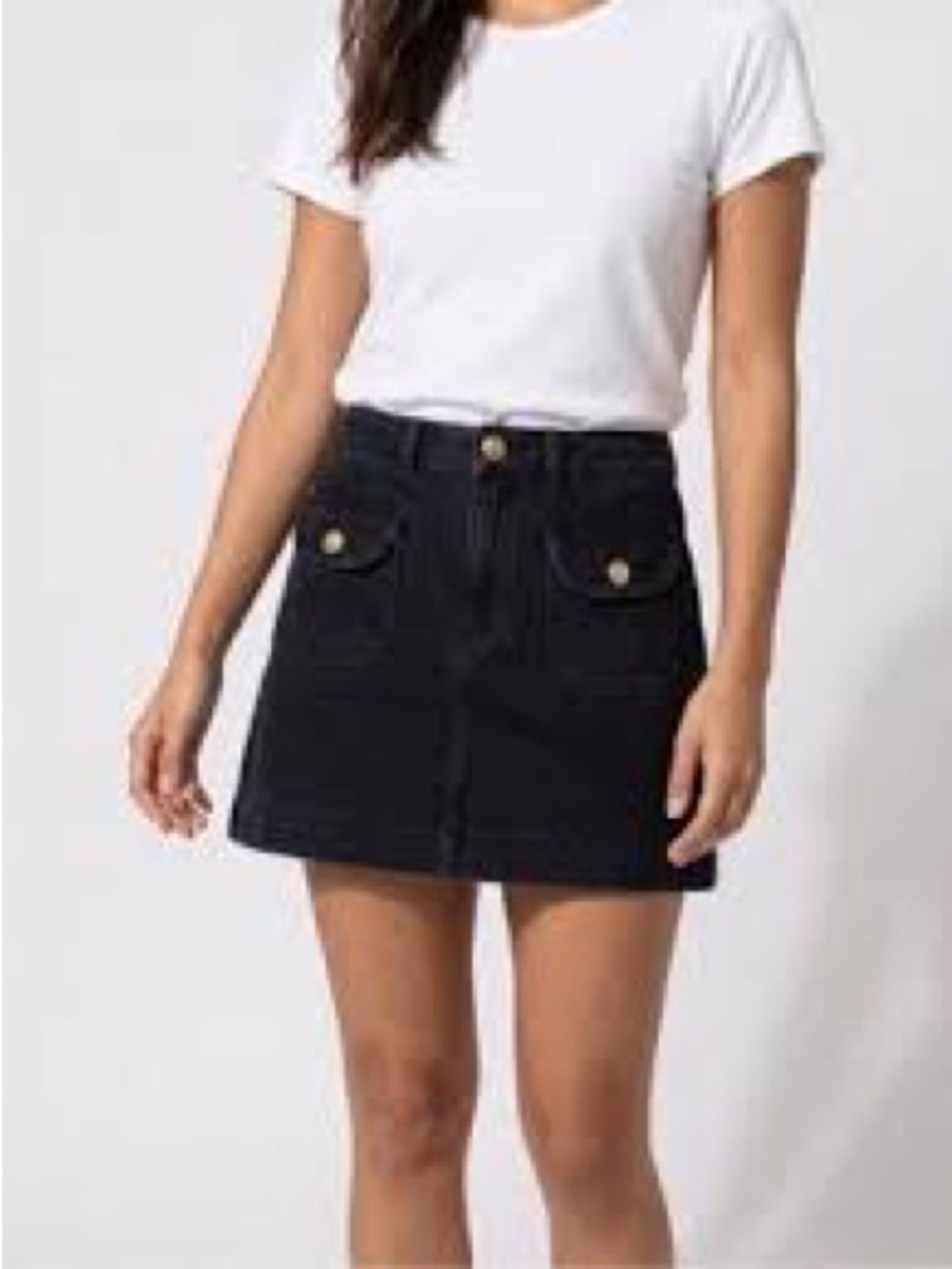 H&M Divided Black  Denim Mini Skirt Womens Size 4 High Waist A-Line Y2K NEW